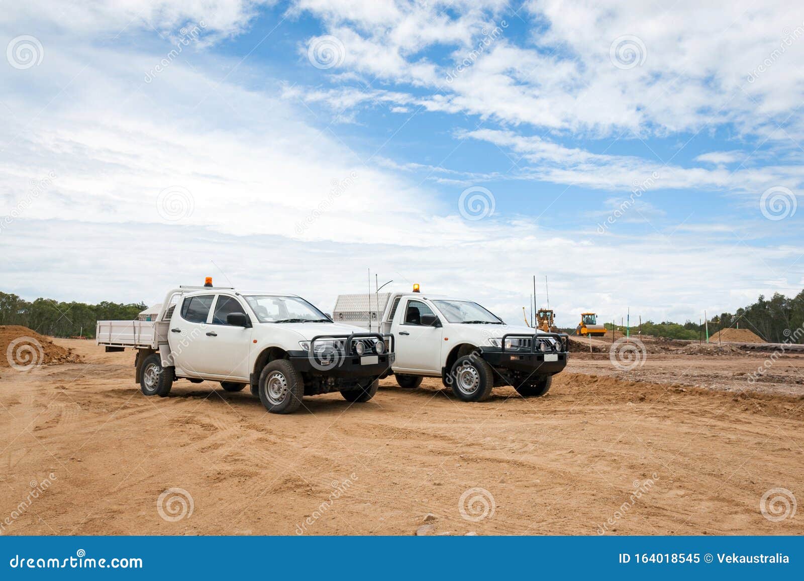 White Light Utility Vehicles On Construction Site Stock Image Image