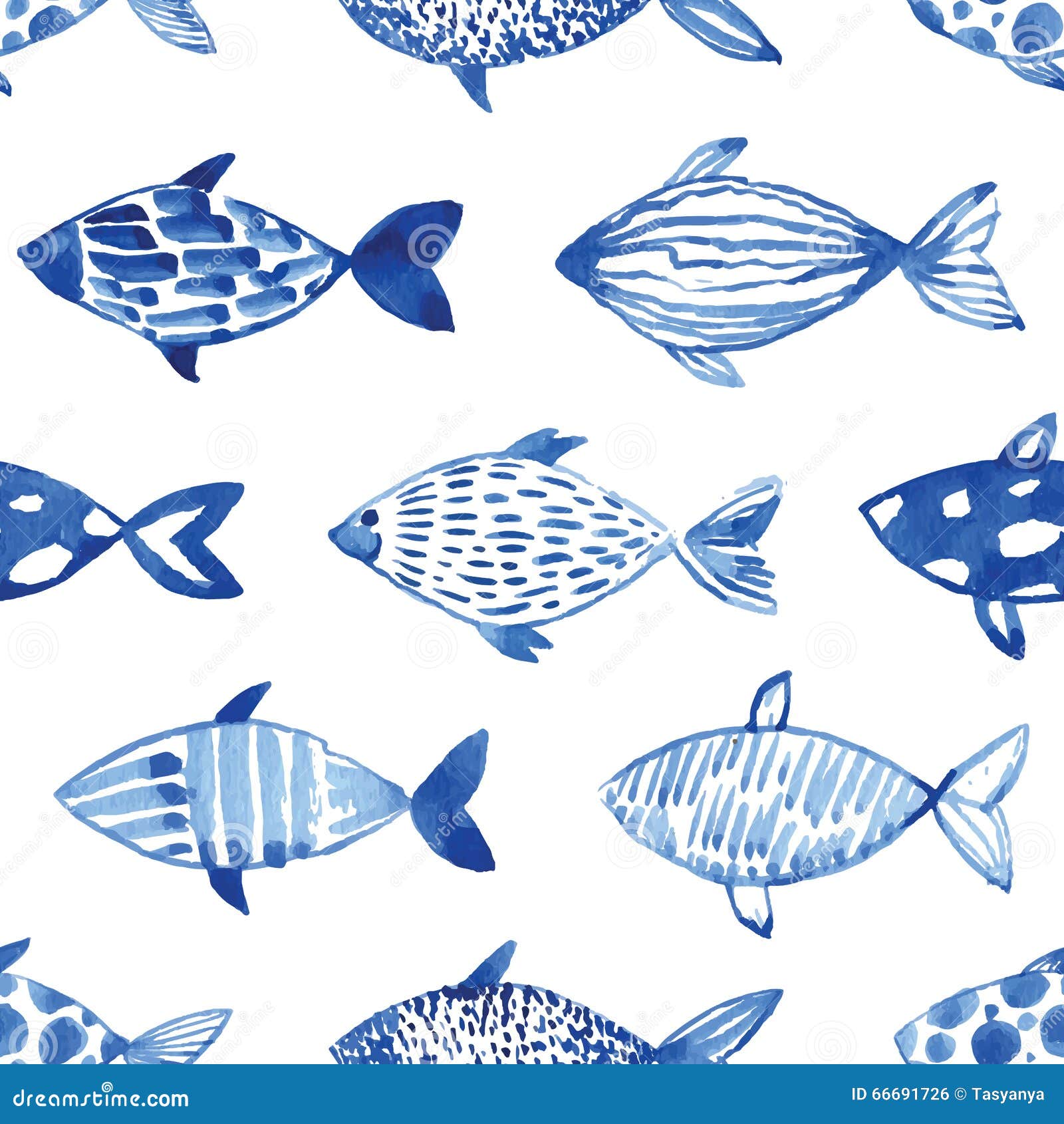 Download Light watercolor fishes. stock vector. Illustration of ...