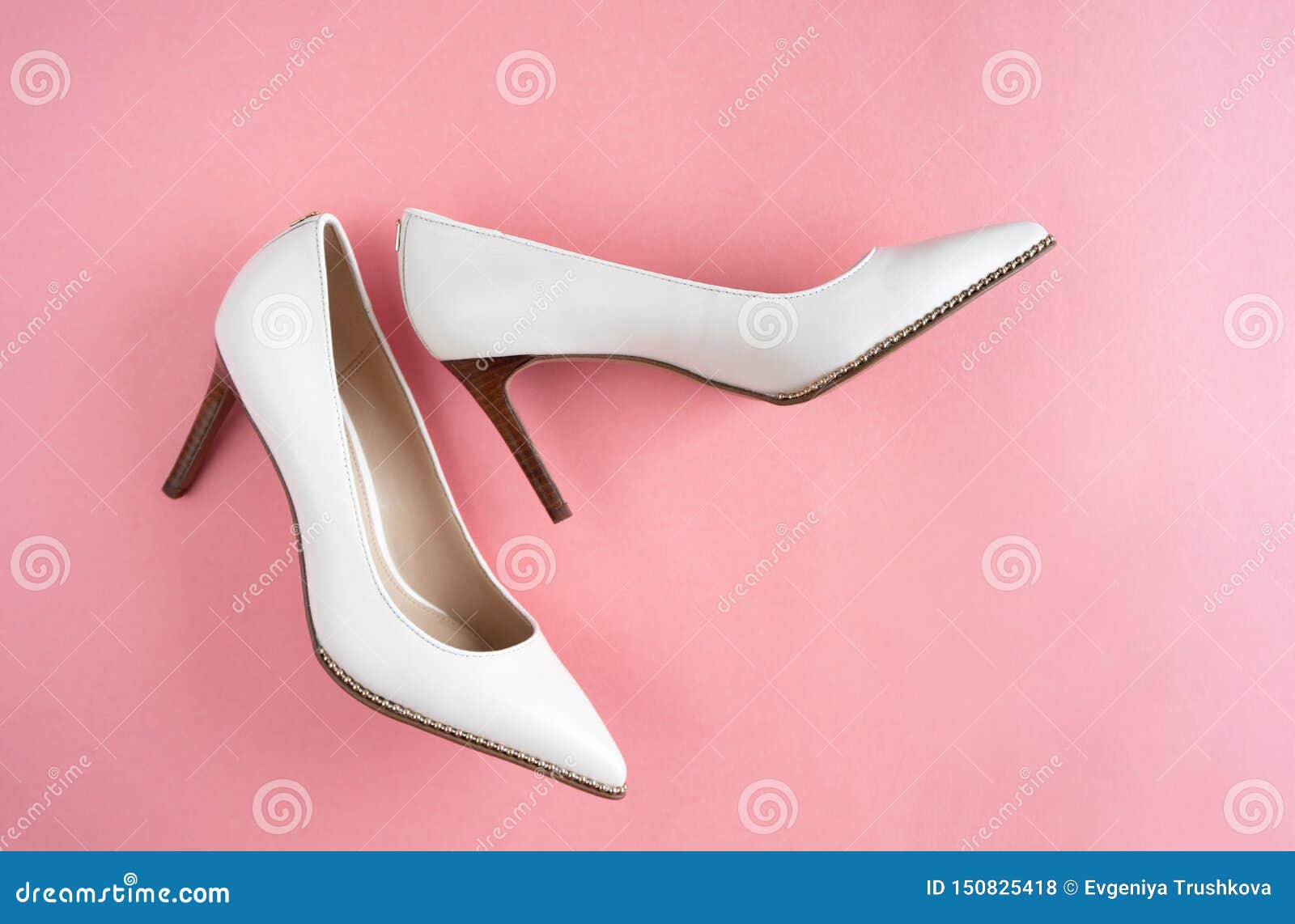 Light White High Heels Isolated On A Bright Pink Pastel Background ...