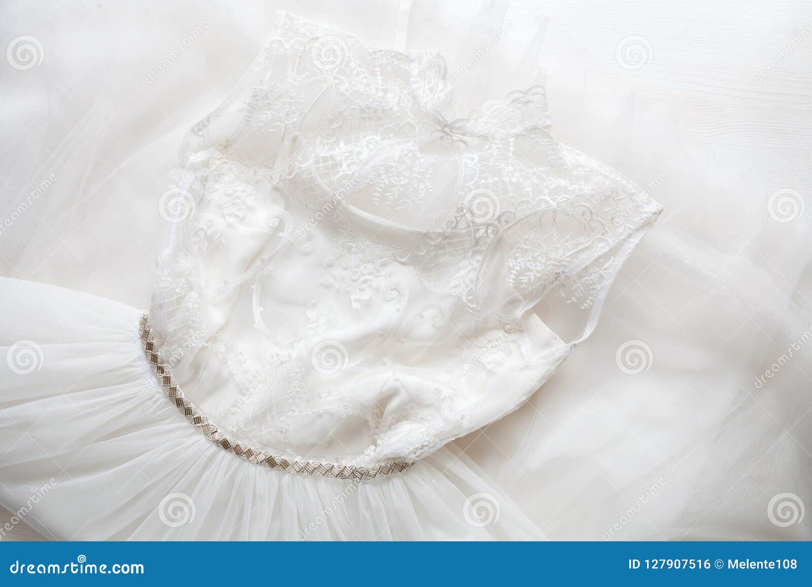 White Wedding Dress with Accessories Stock Photo - Image of beautiful ...