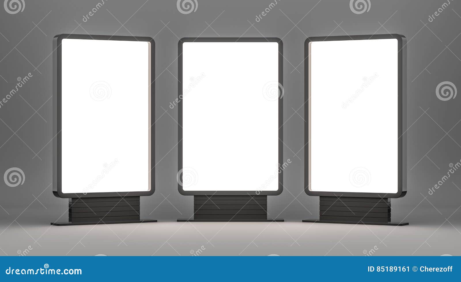 Lightboxes on Gray Studio Background Stock Illustration Illustration