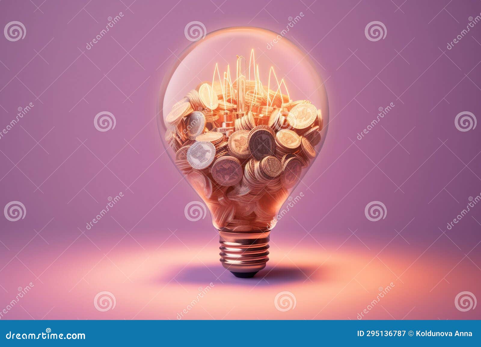 Lightbulb with Money Inside. Having Business Idea, Concept of Money