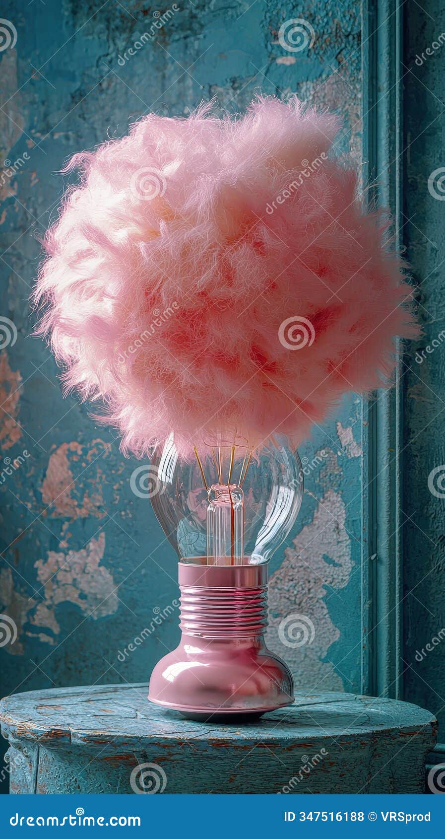 pink cotton-inspired lightbulb in rustic indoor setting