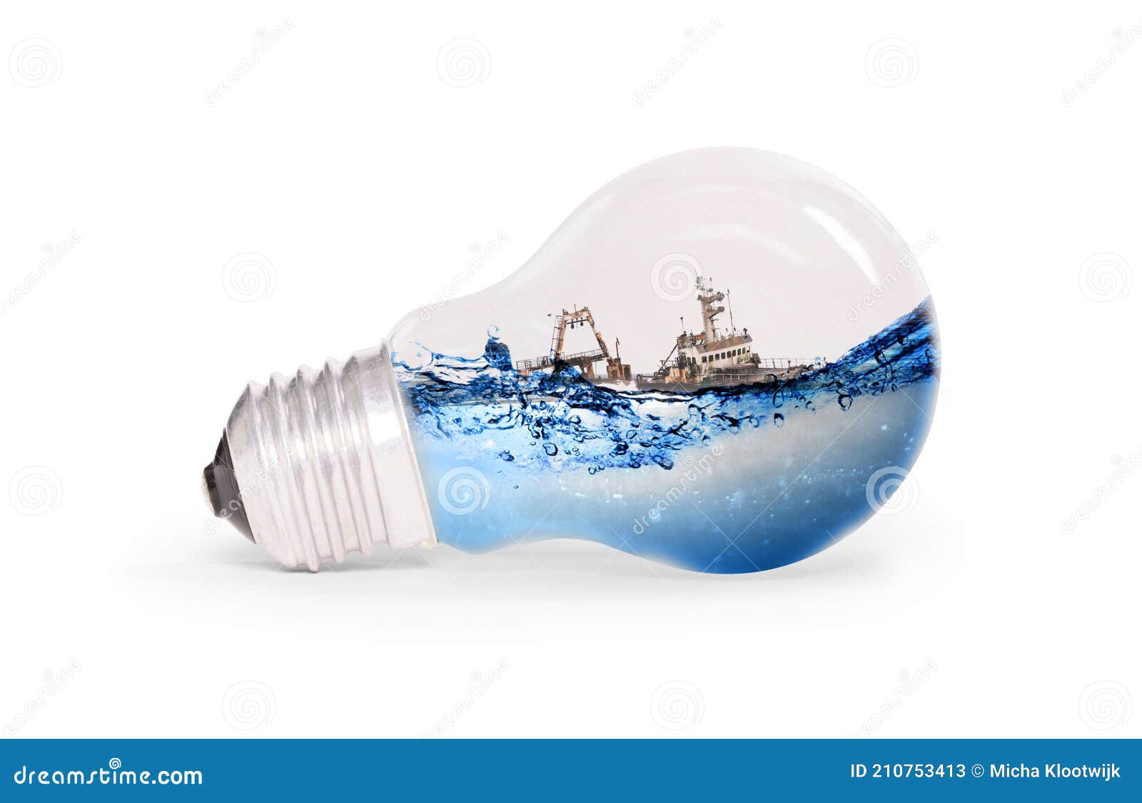 Lightbulb with Water and a Sinking Ship Inside Stock Image - Image of  environment, thinking: 210753413, image size:1600x1126