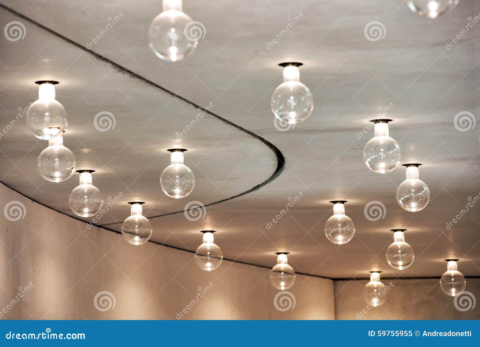 Lightbulbs Arranged In Pattern In Room Ceiling Stock Image ...