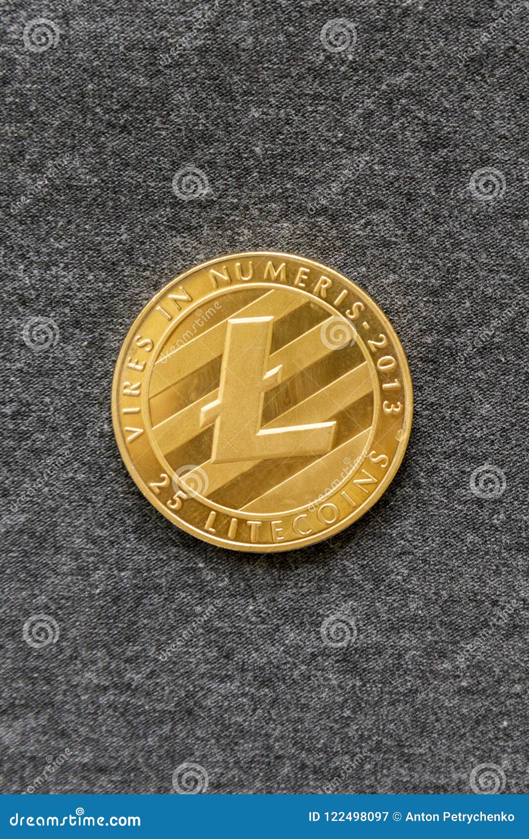 lightcoin on a gray background. lightcoin is a modern way of exchange and this crypto currency is a convenient means of payment in