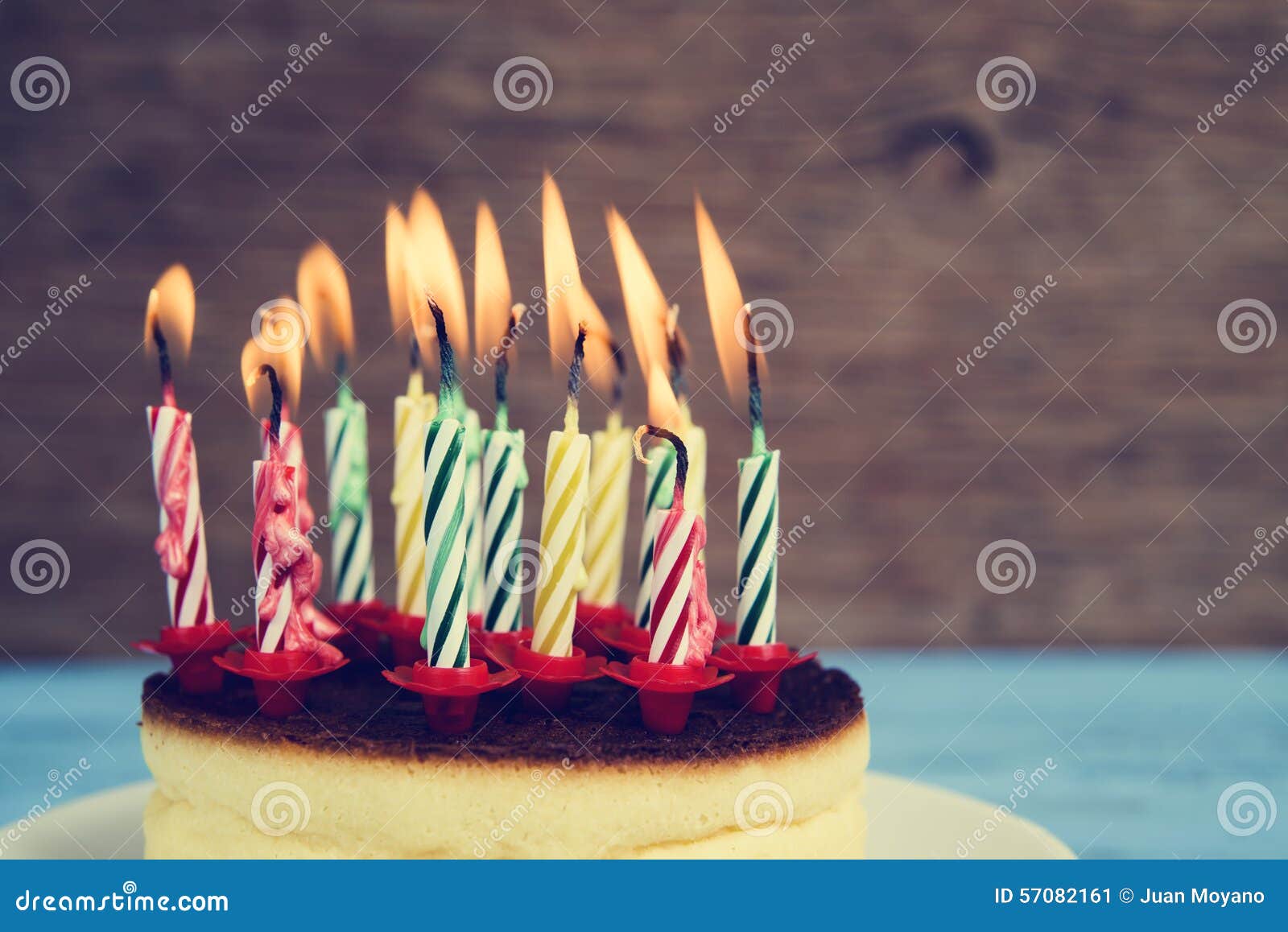Lighted Birthday Candles on a Cheesecake, with a Retro Effect Stock Image Image of conceptual