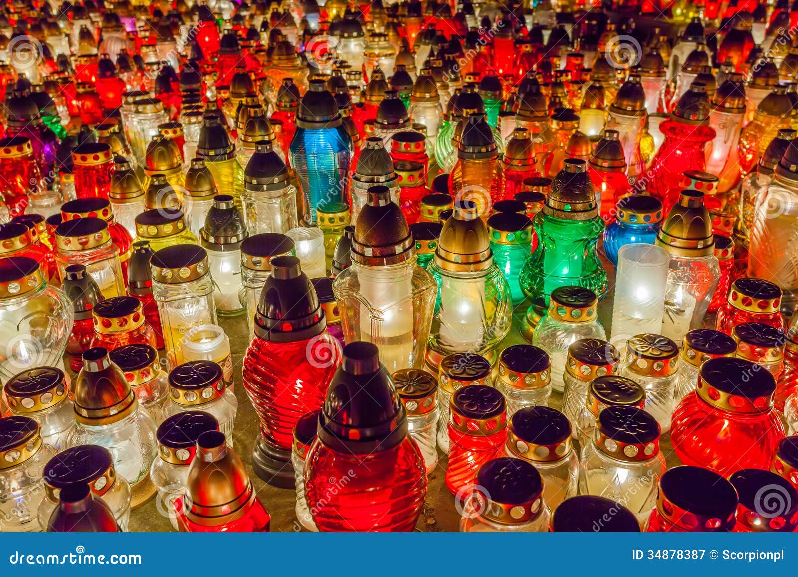 Lighted Candles in the Cemetery Stock Image Image of fire, decoration