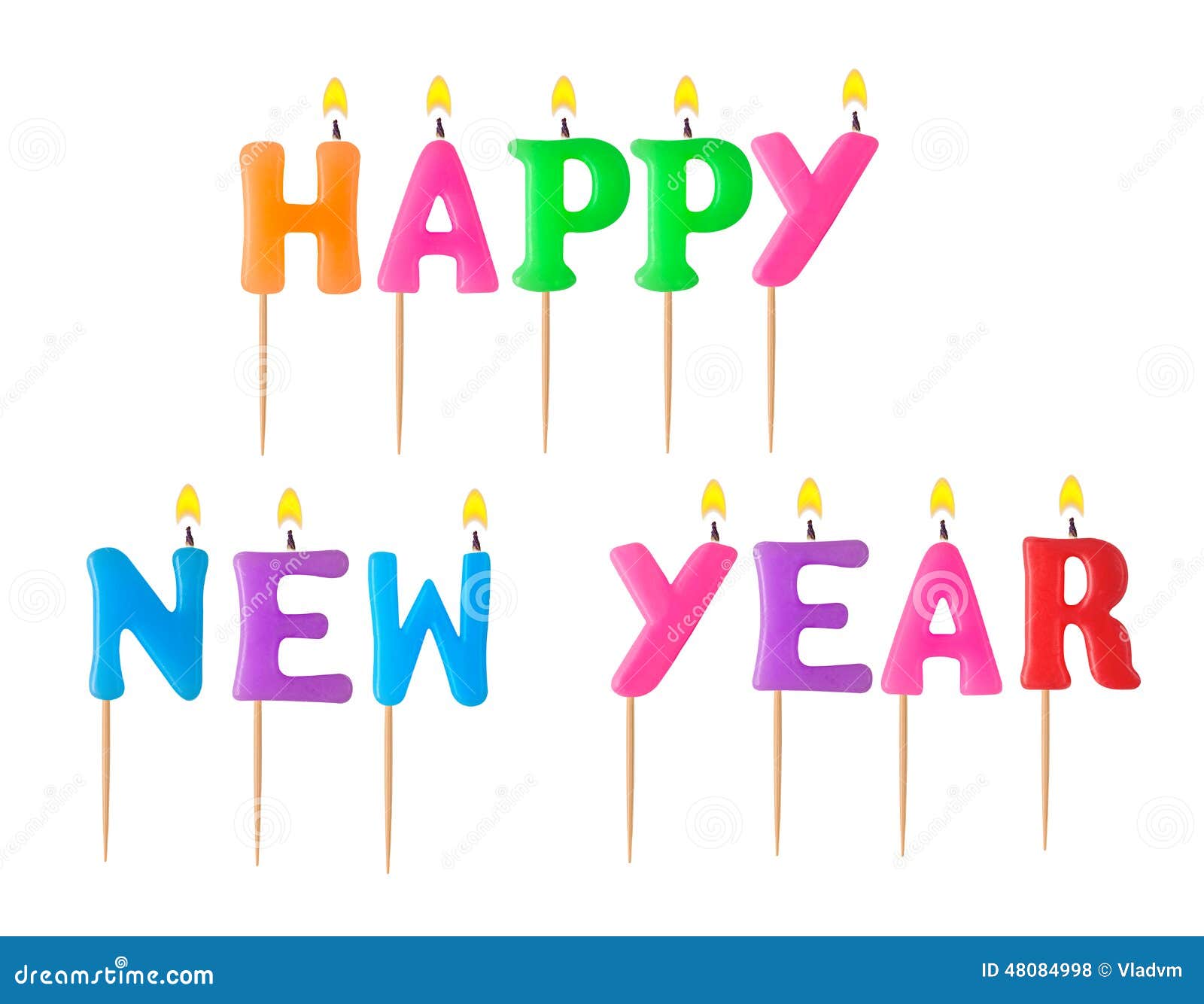 Lighted Candles Happy New Year Stock Illustration Illustration of