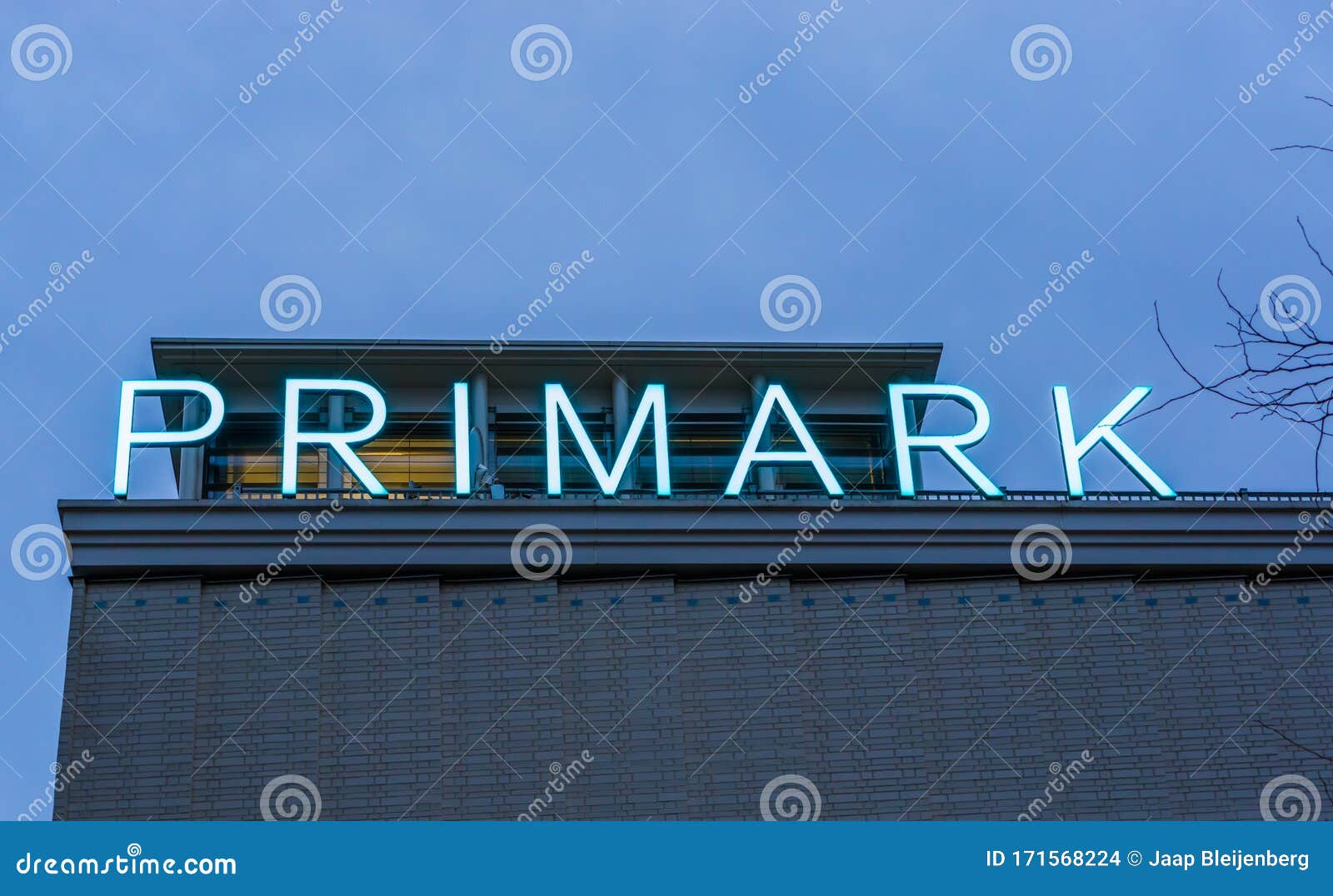 Lighted Primark Neon Sign on Top of the Primark Shop Building of ...