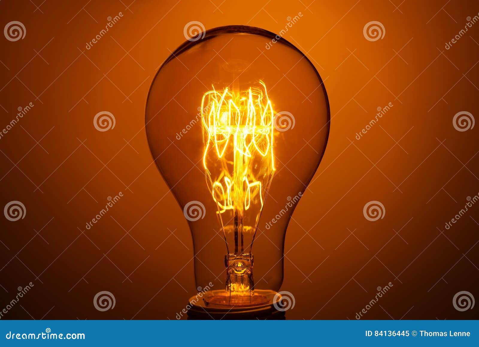 Lighted Vintage Incandescent Bulb Stock Image Image of halogen