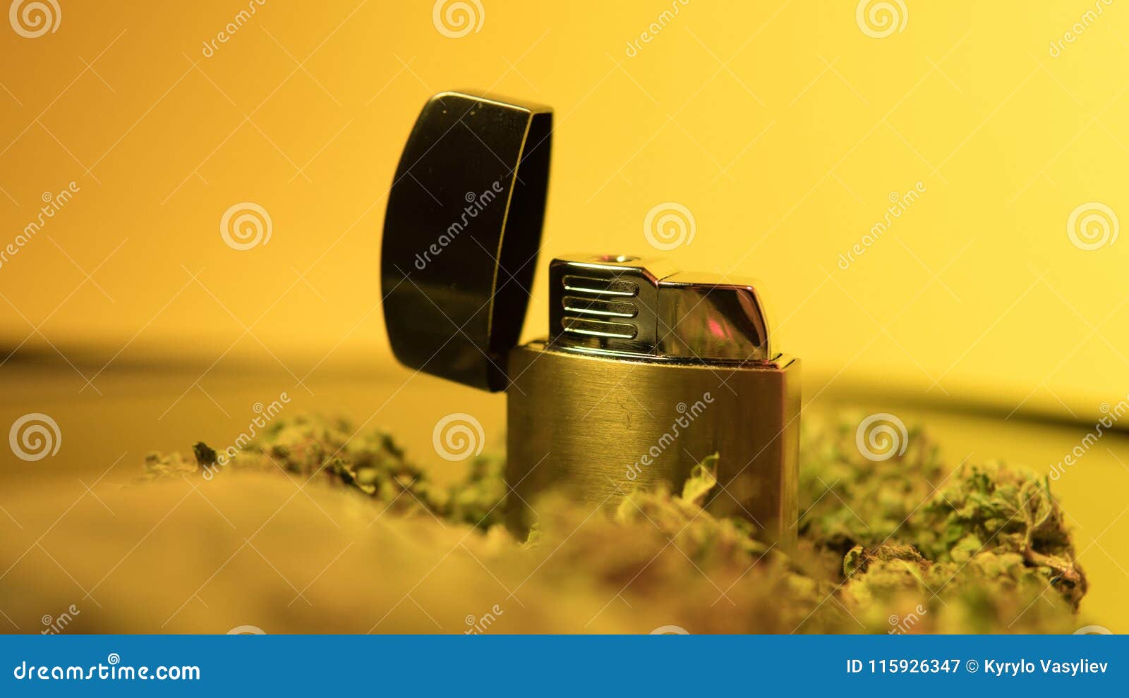 Lighter and Marijuana Closeup. Smoking Weed Club Stock Image Image