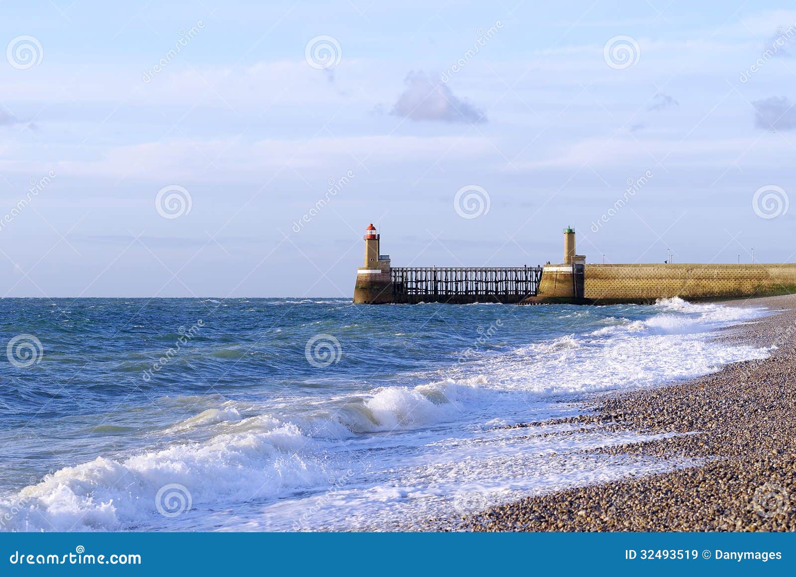 Lighthouse and beach stock image. Image of wave, atlantic 32493519