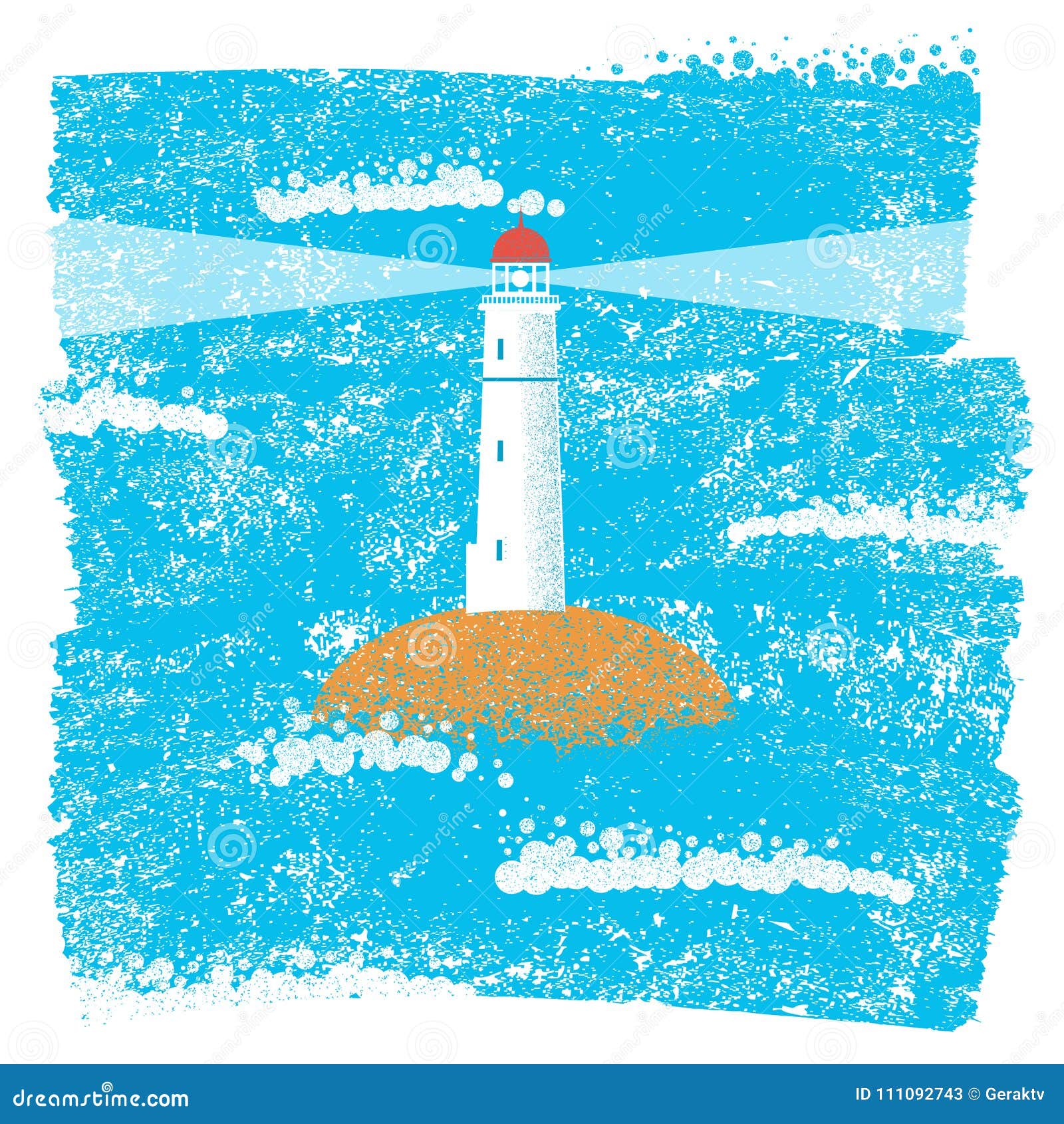 lighthouse with blue sea grunge background