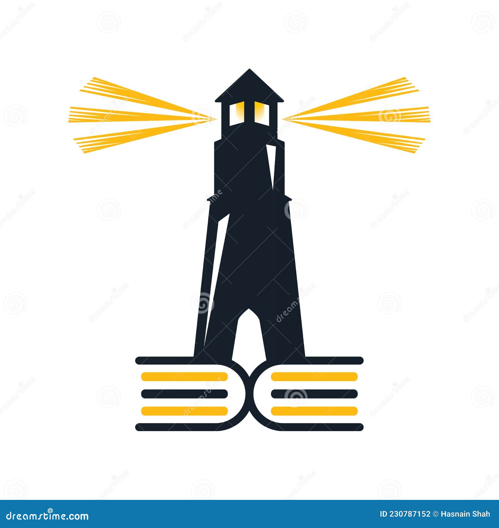 Lighthouse Book Vector Logo Design. Stock Vector Illustration of