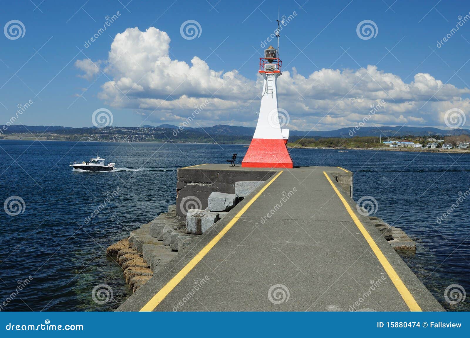 Lighthouse and breakwater stock photo. Image of beautiful - 15880474