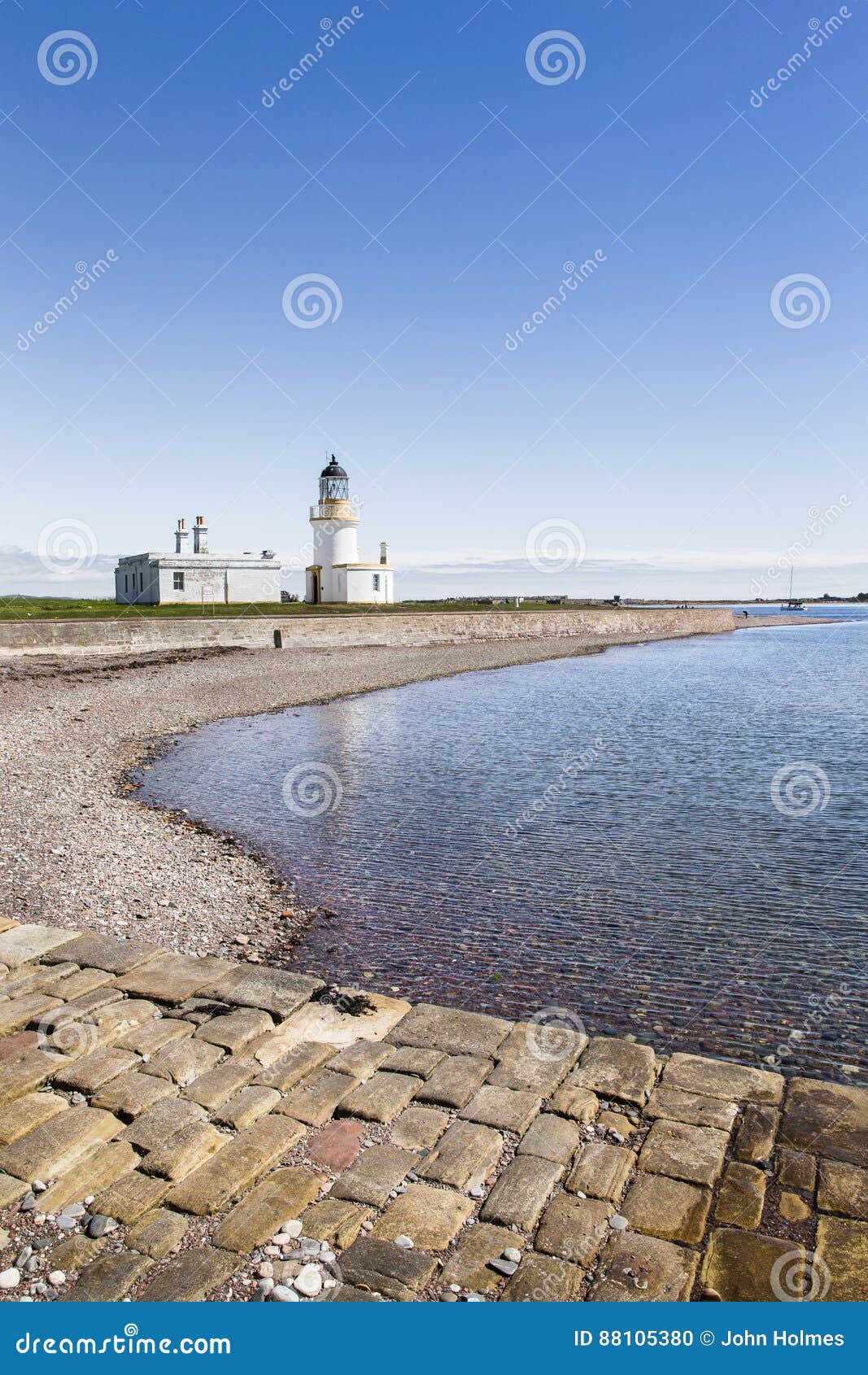 Lighthouse at Chanonry Point in Scotland. Stock Photo Image of