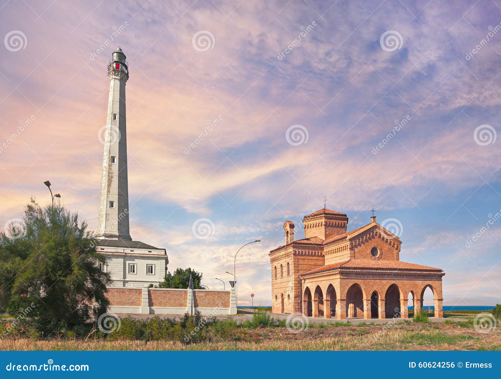 lighthouse and church in punta penna, abruzzo, italy