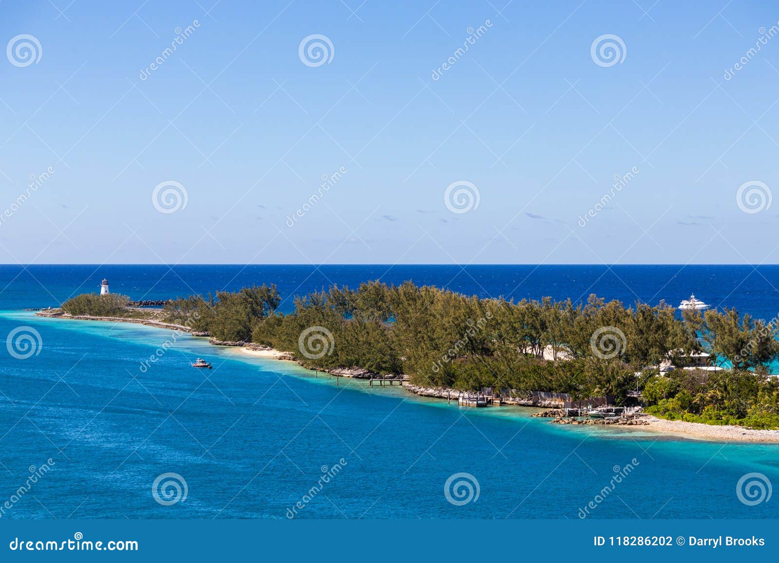 Lighthouse at End of Point stock photo. Image of bahamas 118286202