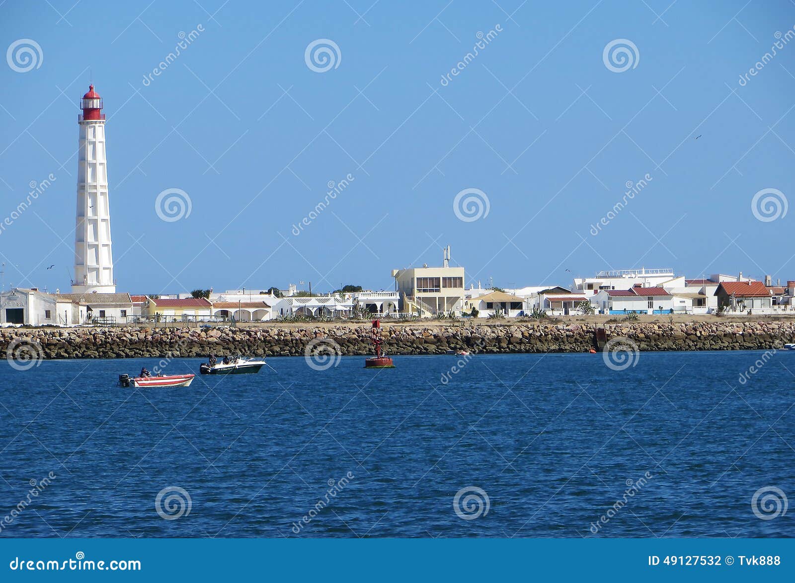 Lighthouse, Faro, Portugal stock photo. Image of lighthouse 49127532