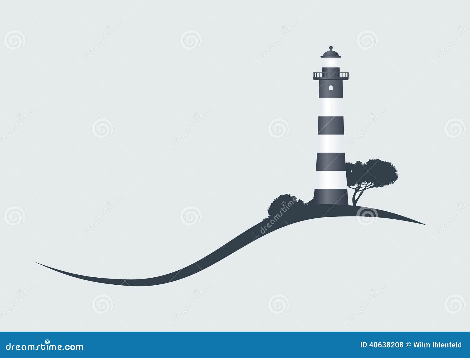 lighthouse hillside black striped vector illustration 40638208