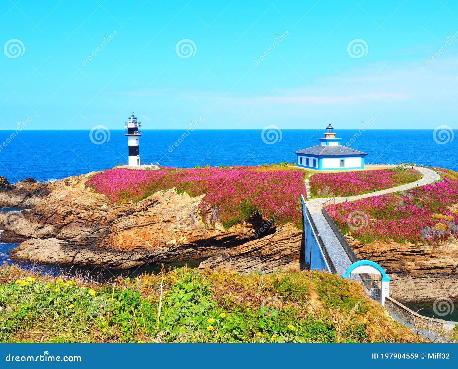 lighthouse of illa pancha in ribadeo, galicia - spain