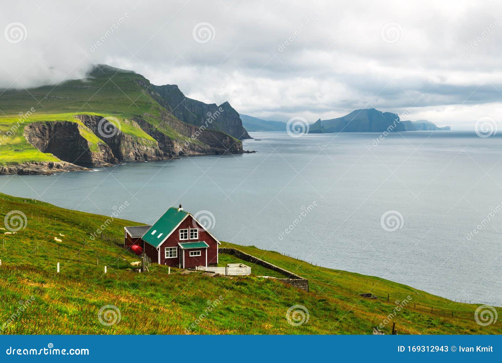 lighthouse keeper`s house on the mykines island