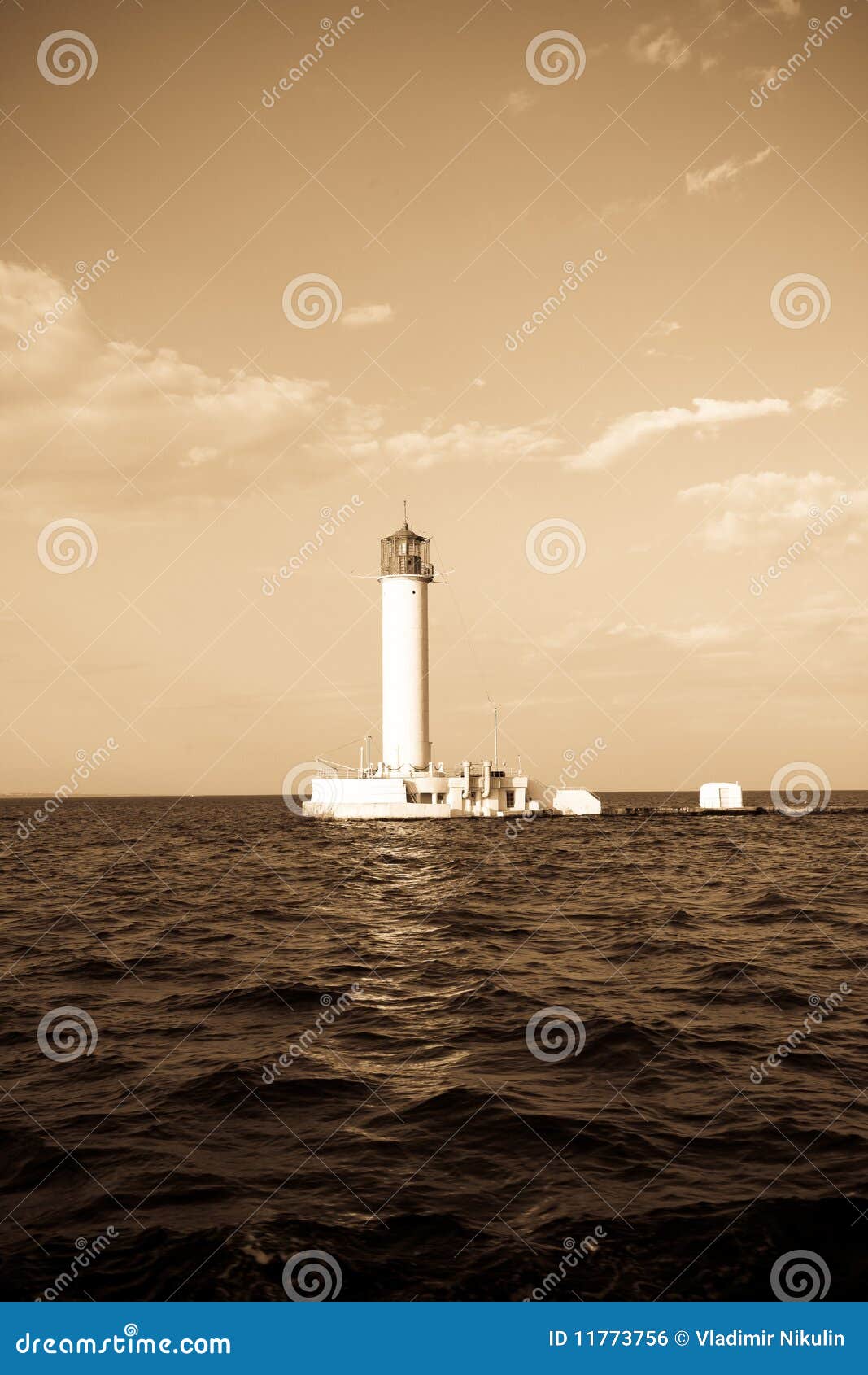 lighthouse in odessa ukraine, photo in vintage sty