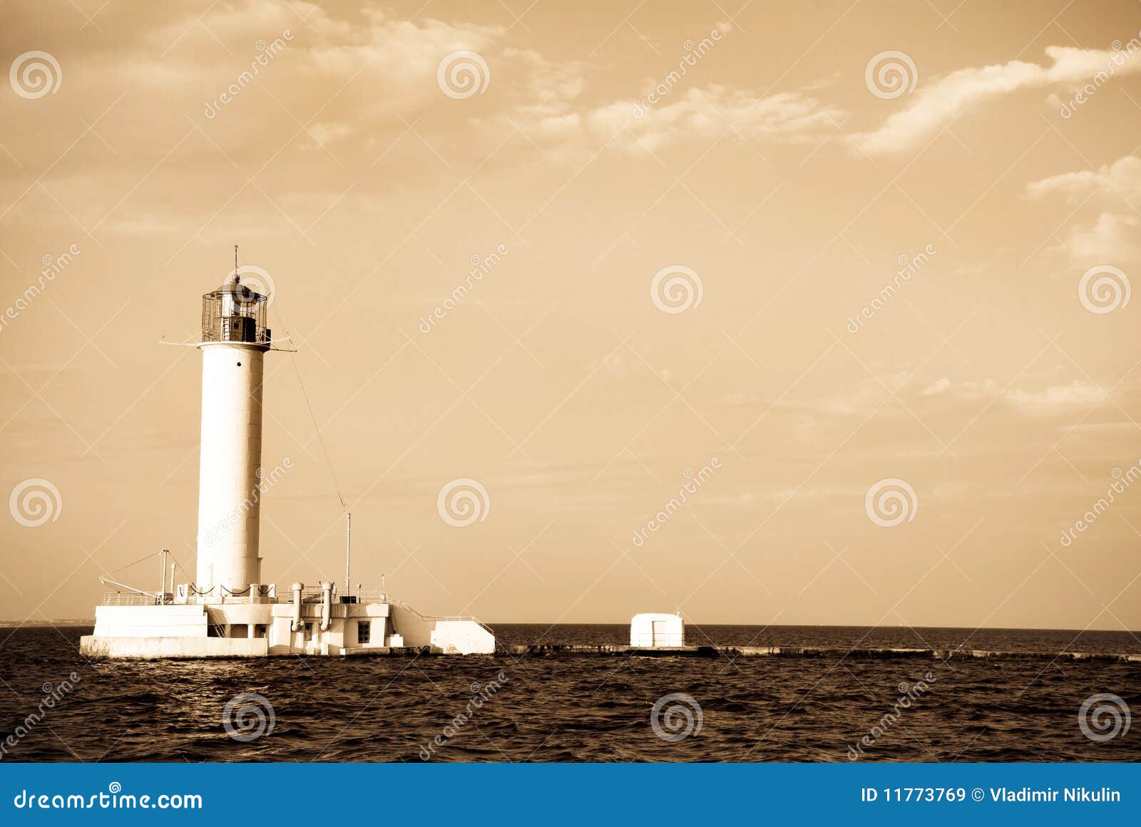 lighthouse in odessa ukraine, photo in vintage sty