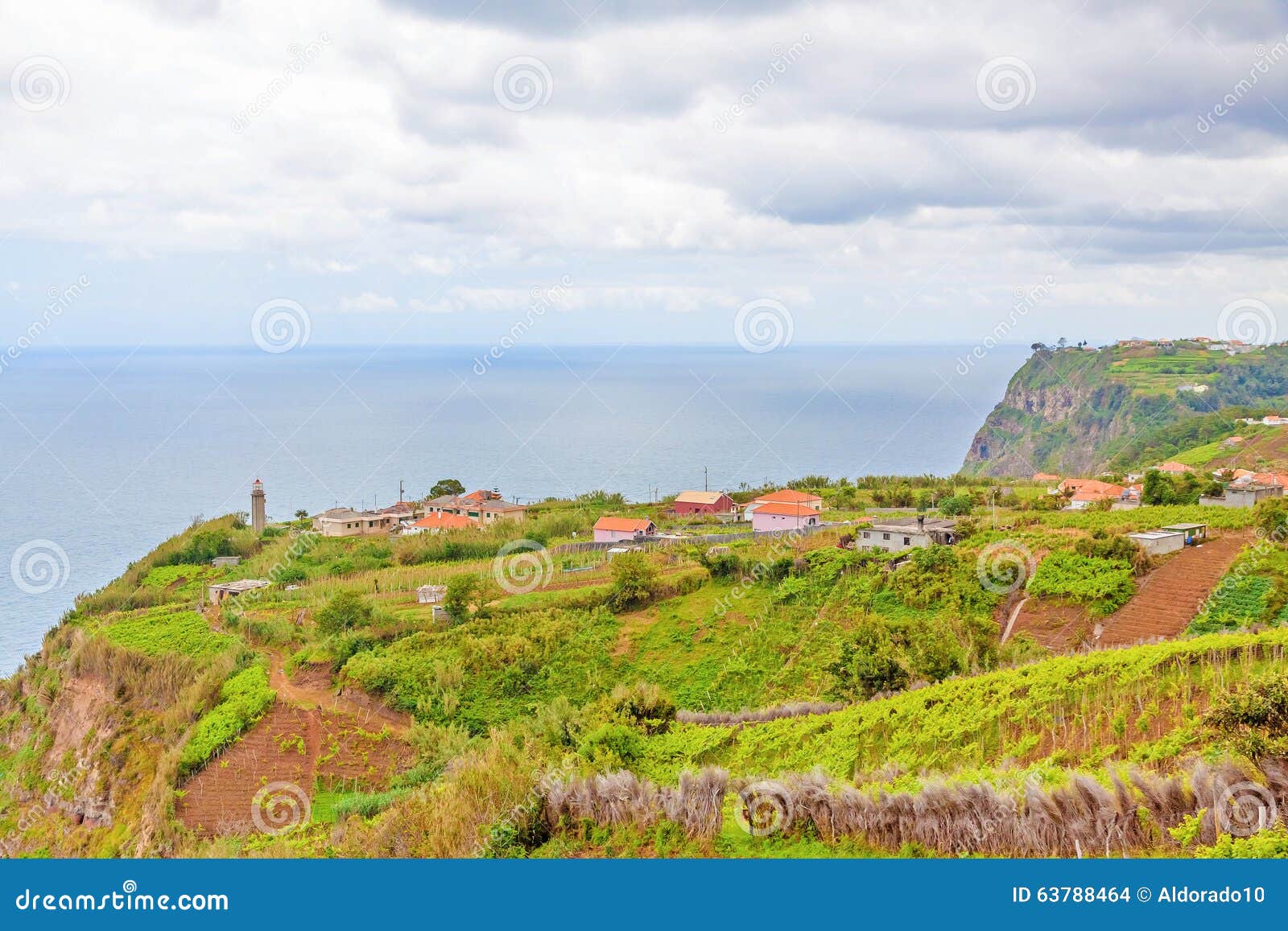 Lighthouse Ponta de Sao Jorge, Madeira. Lighthouse Ponta de Sao Jorge - a famous tourist sight at the north coast of Madeira.