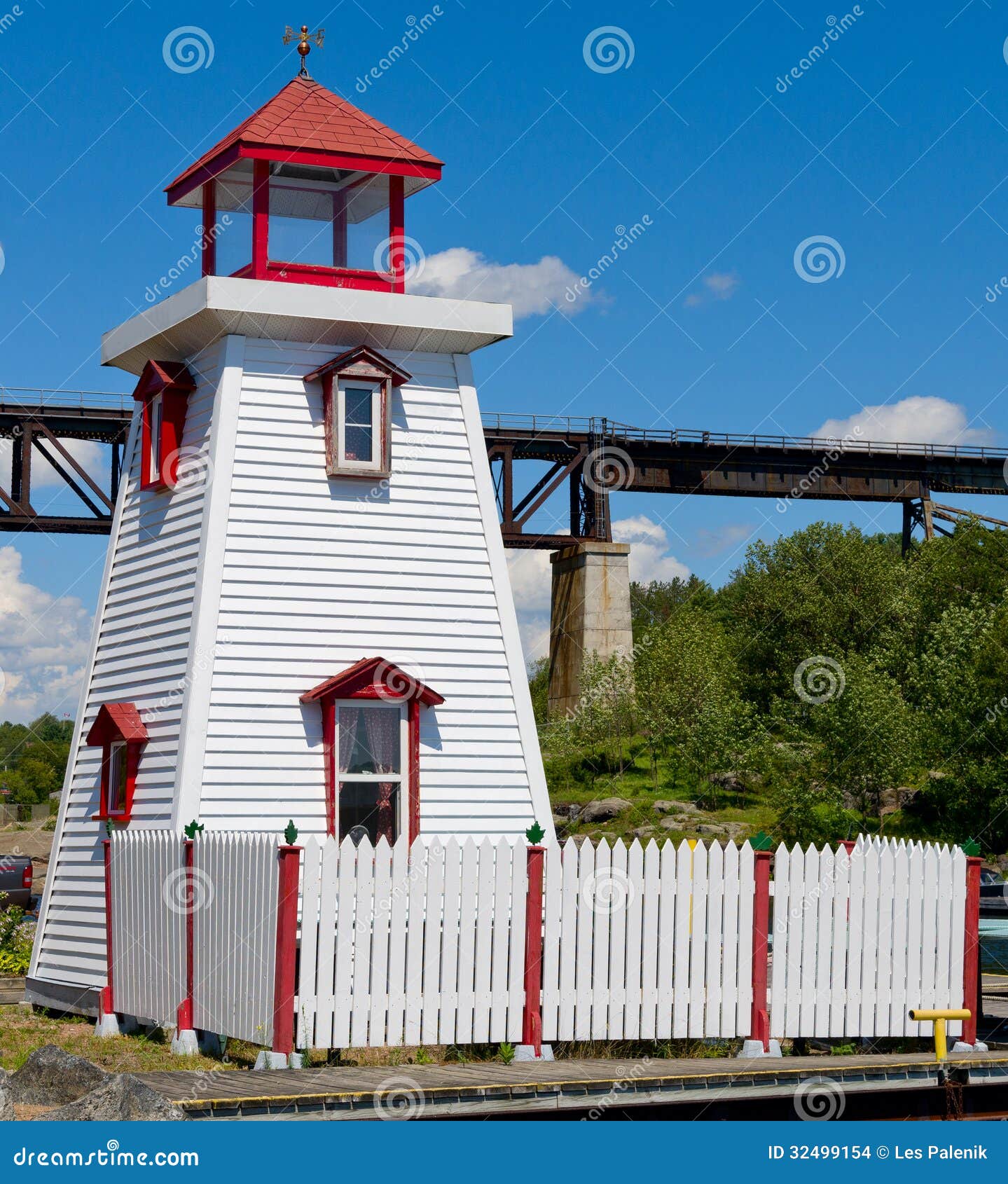 Lighthouse and Railway Bridge Stock Photo Image of marina, picket