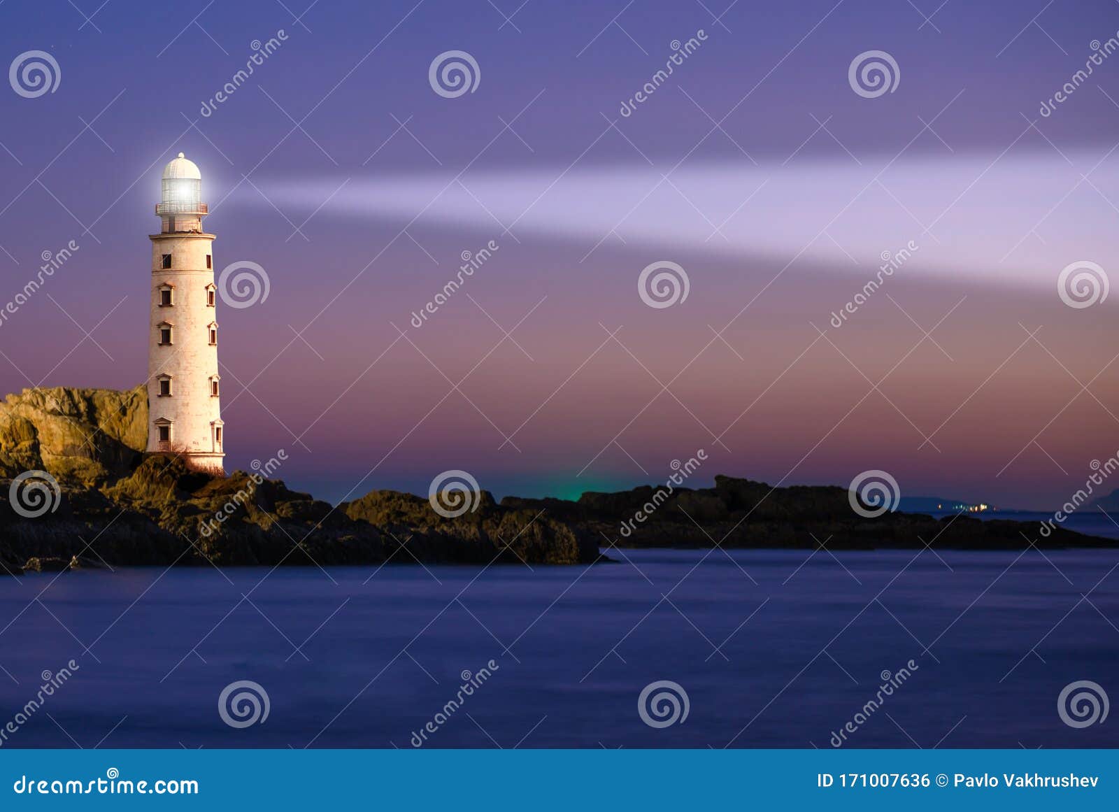 lighthouse on sea sunset
