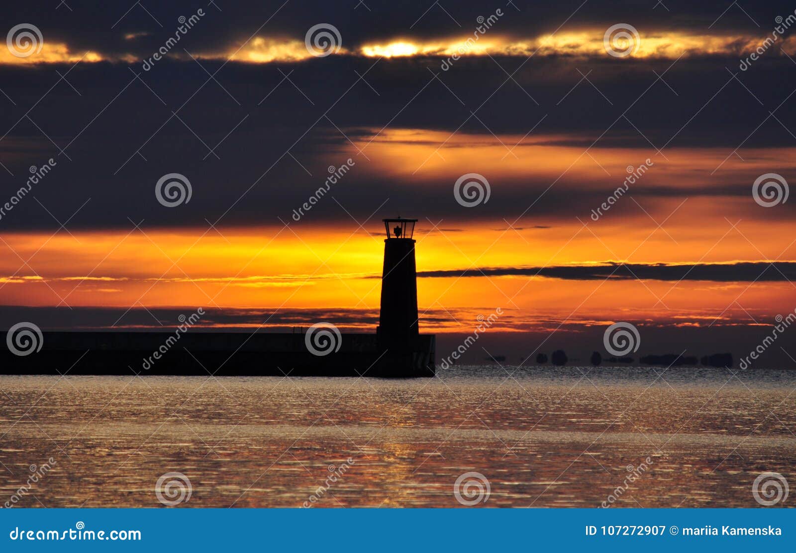 Lighthouse Silhouette during Sunrise Over the Baltic Sea in Gdynia ...