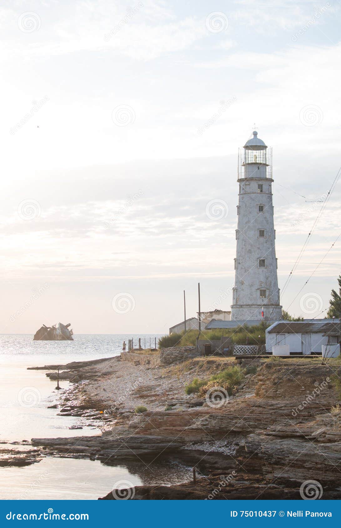 Lighthouse Stands on the Beach Stock Image Image of coastline
