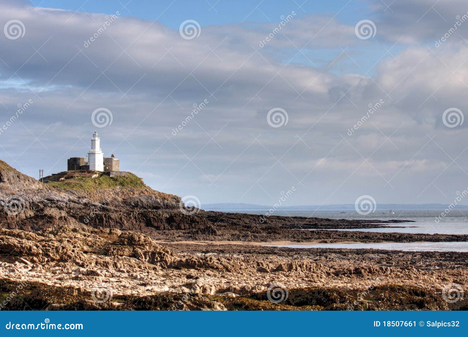 A Lighthouse in Swansea West Wales Stock Image Image of green, ocean