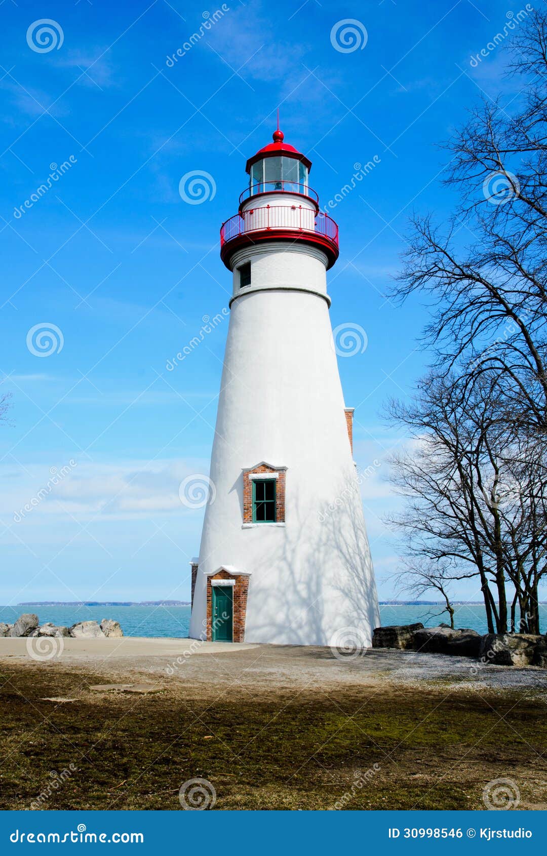 Coastal Lighthouse, Blue Sky Royalty Free Stock Image 
