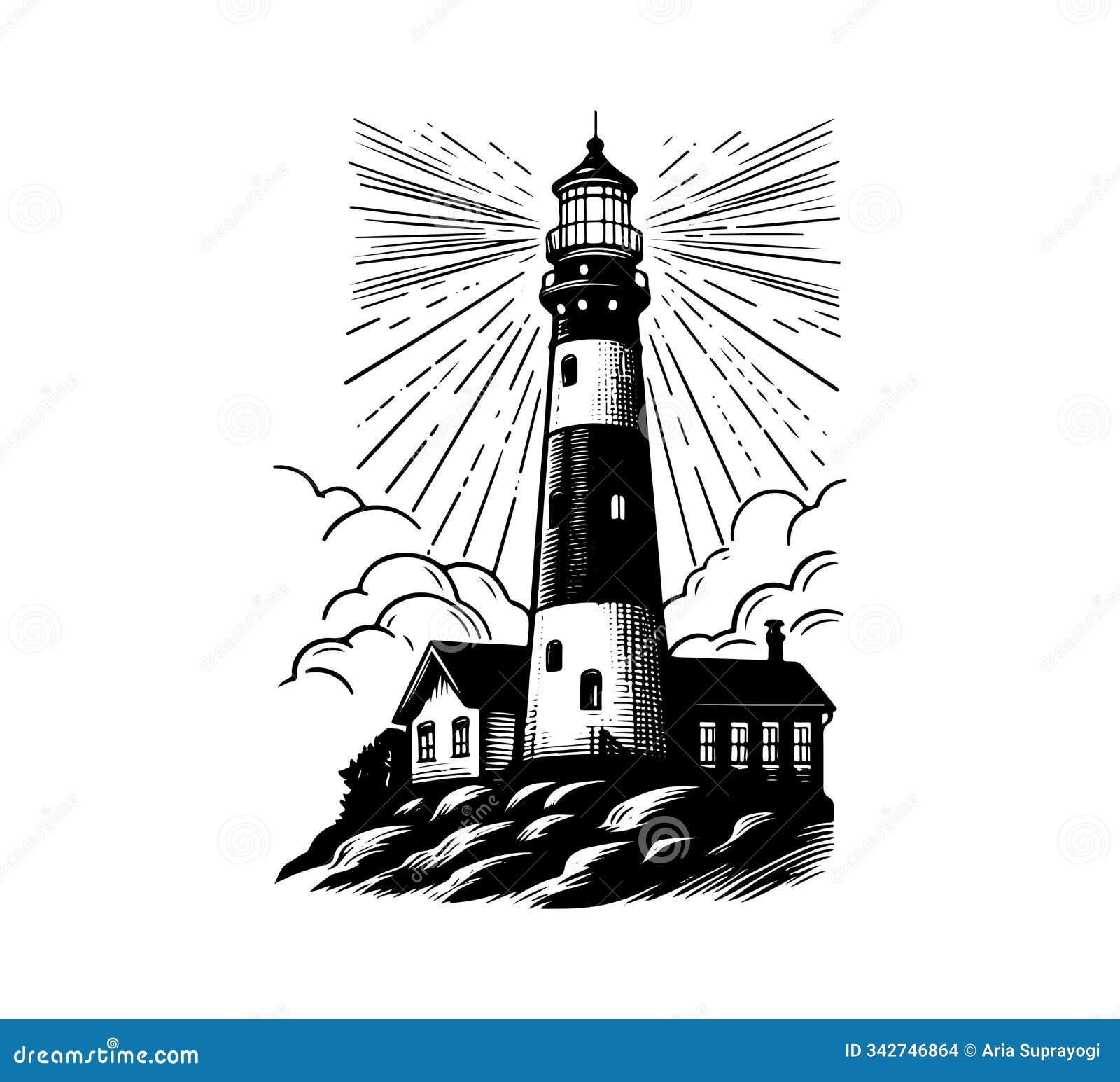 lighthouse vintage hand drawn   sketch