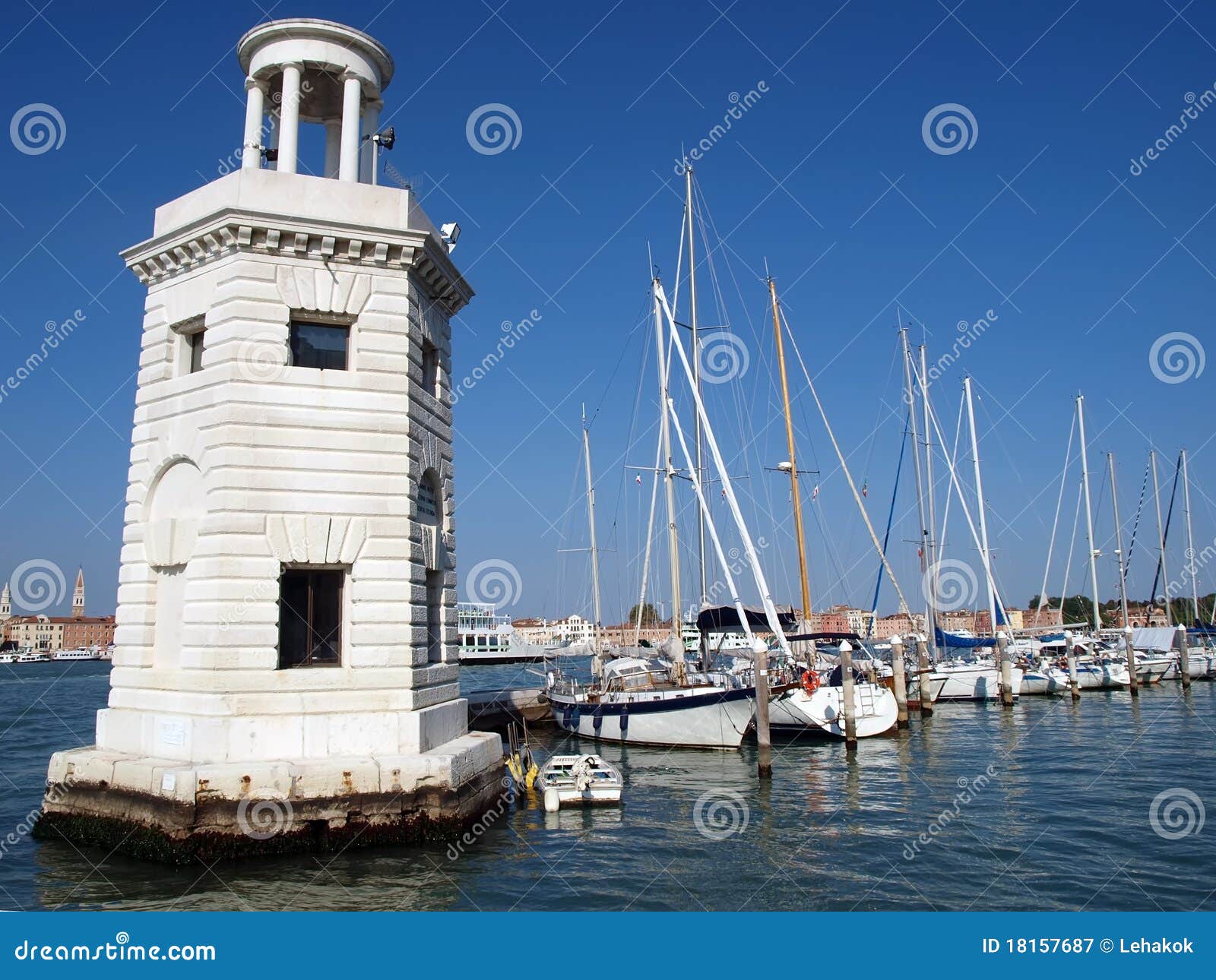 Lighthouse and yachts stock image. Image of scene, boat 18157687