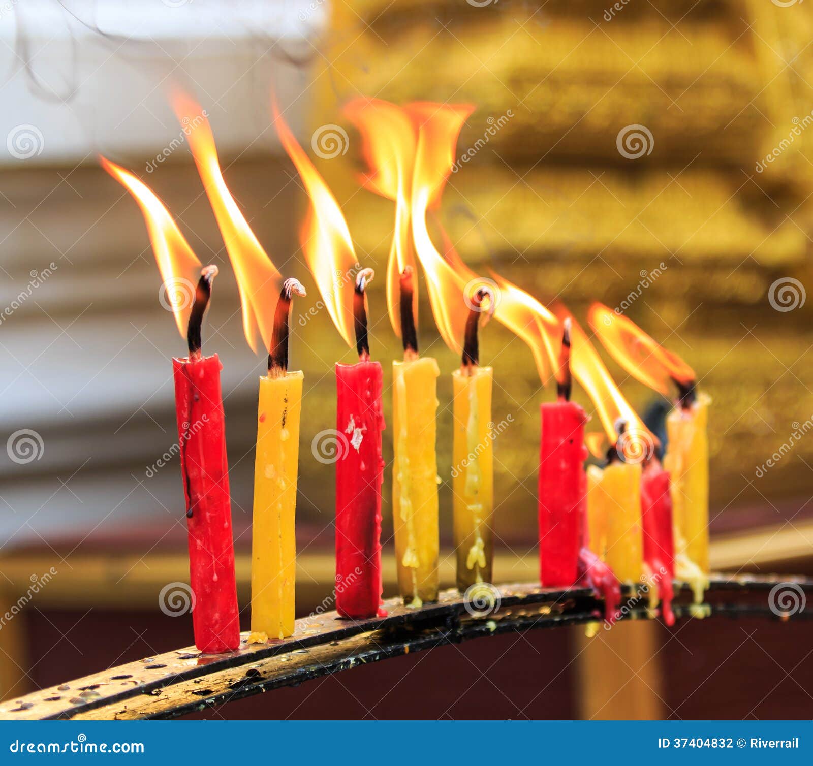 Lighting Candle of the Prayers at the Temple Stock Photo Image of