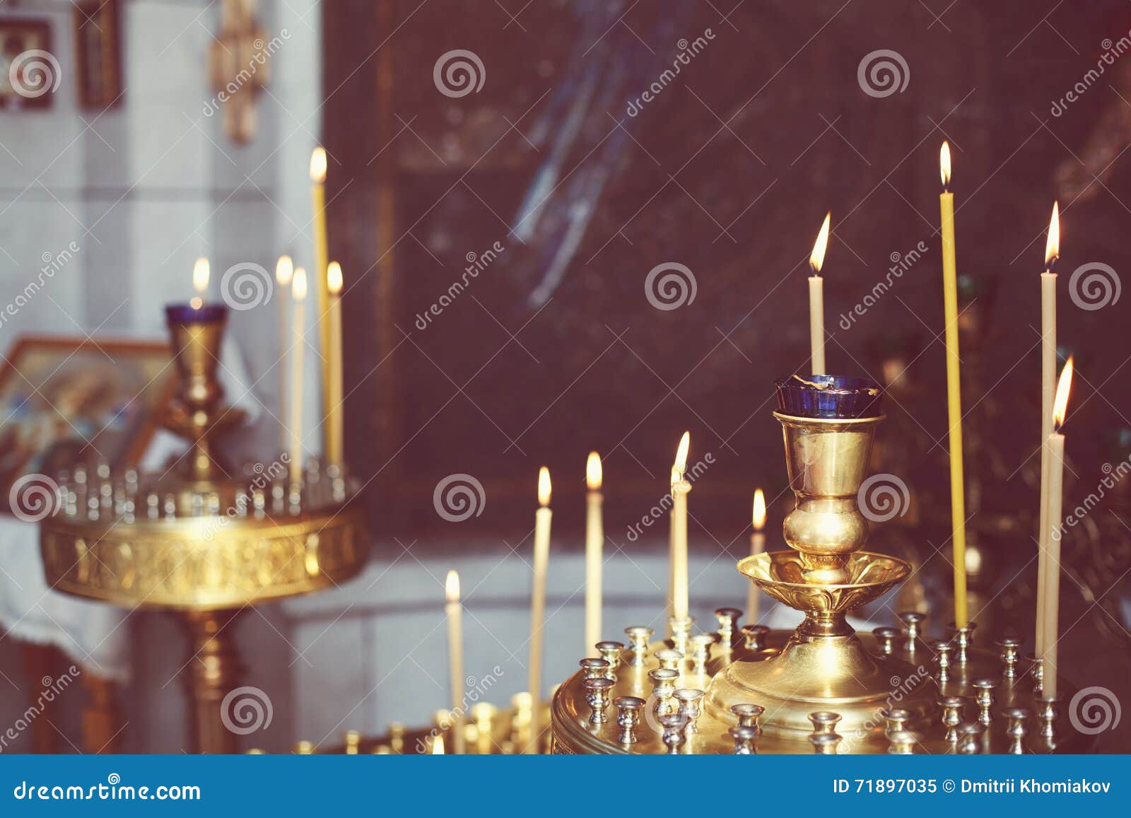 Lighting Candles in Orthodox Church Stock Image Image of illuminate