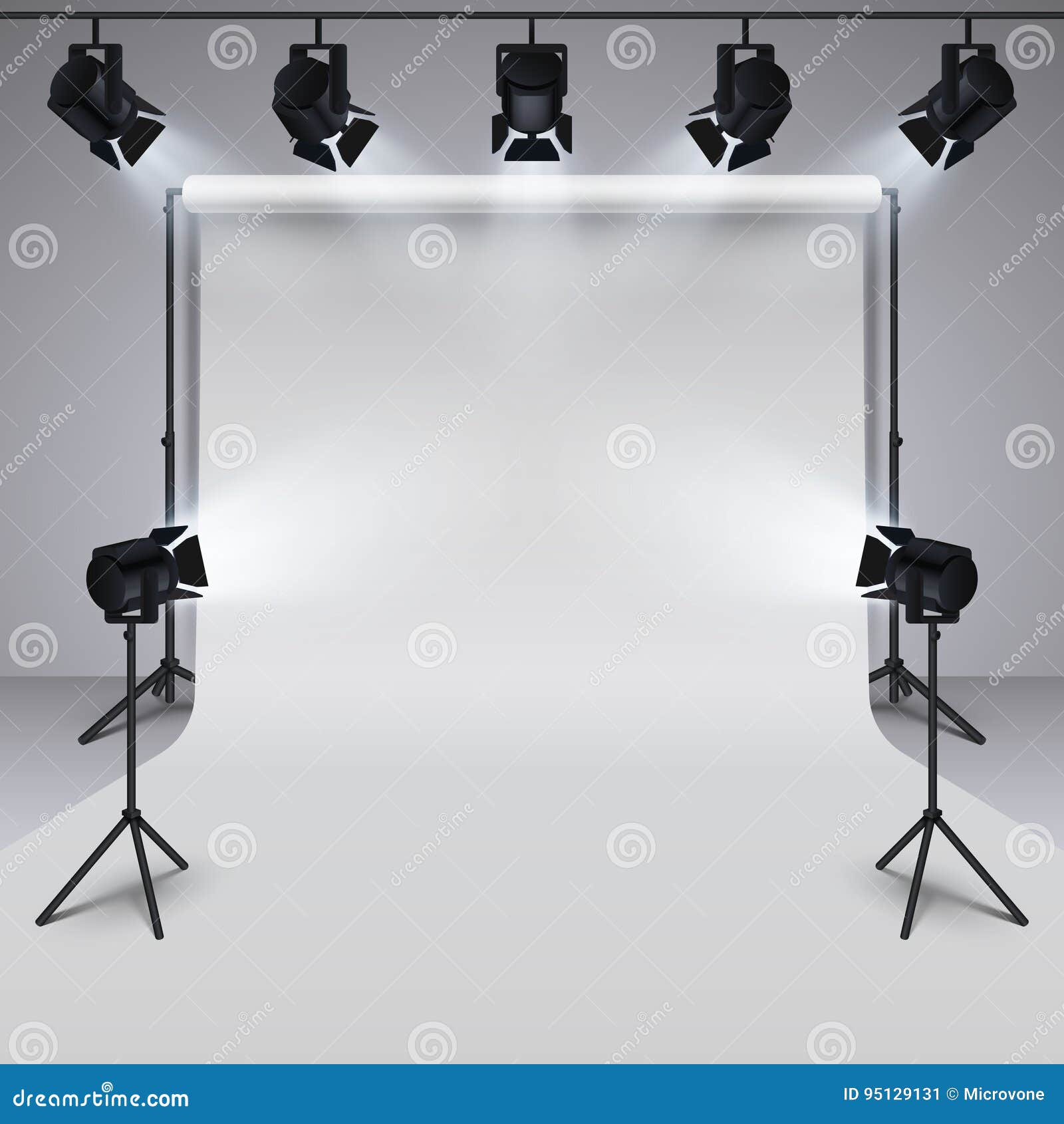 Lighting Equipment and Professional Photography Studio White Blank