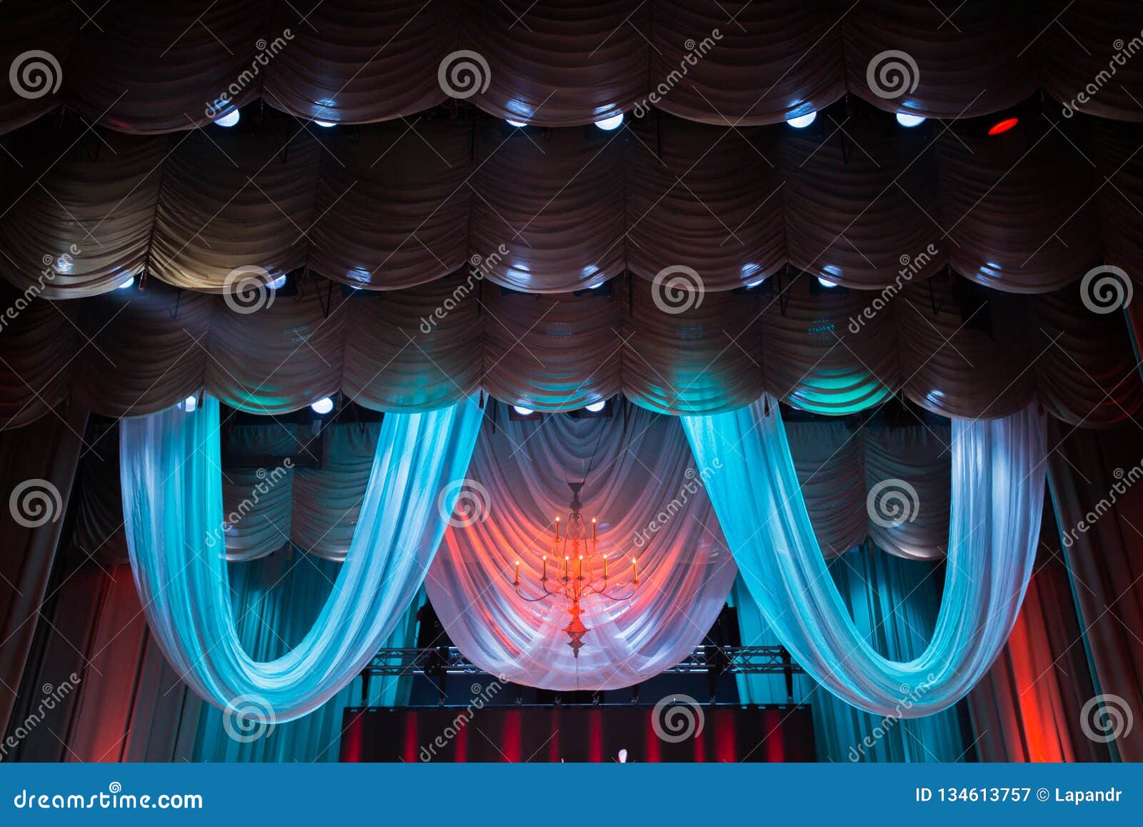 Lighting Equipment and Scenery in the Theater on Stage Stock Image