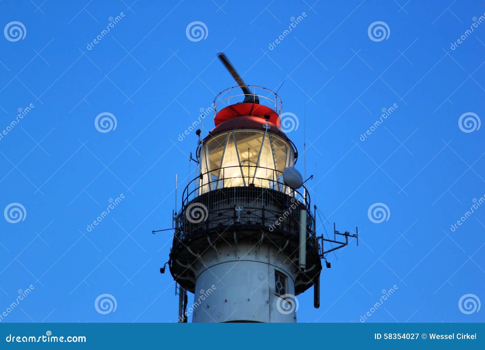 lighting lighthouse bornrif at ameland island, holland