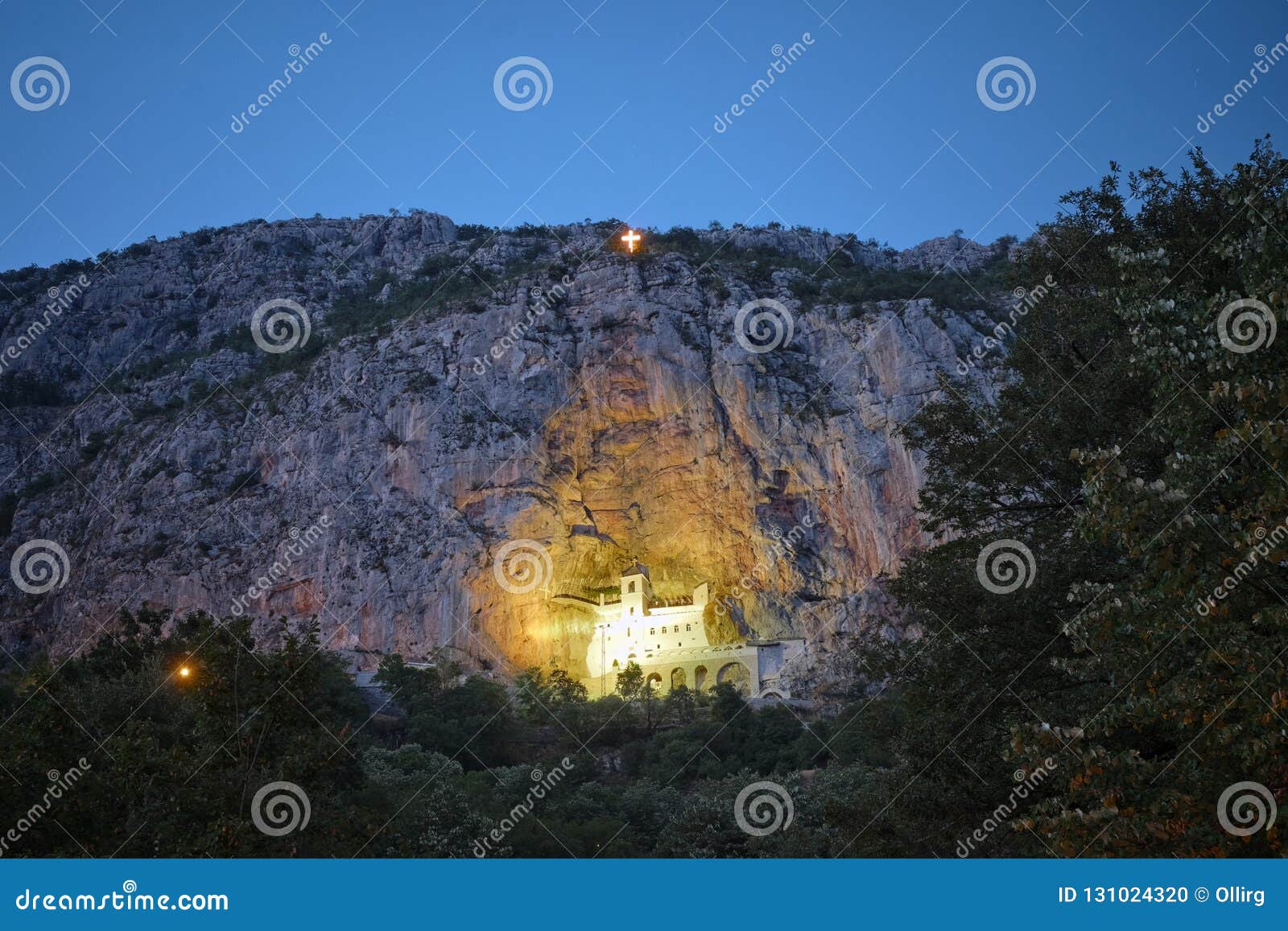 ostrog monastery at twilight, montenegro