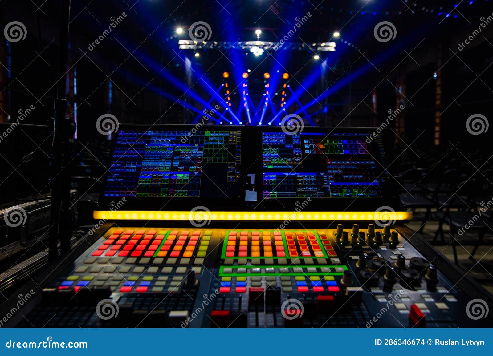 Lighting Technician Equipment Stock Photo Image of computer, party