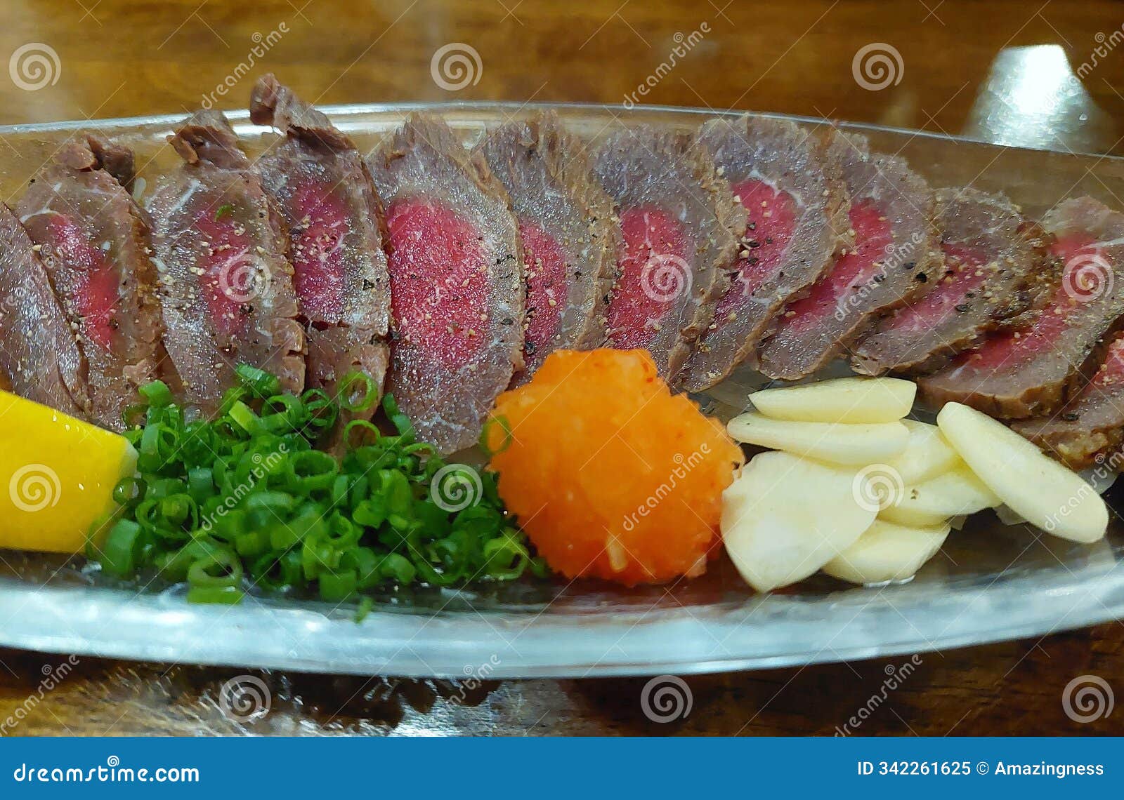 lightly roasted japanese beef with ponzu sauce
