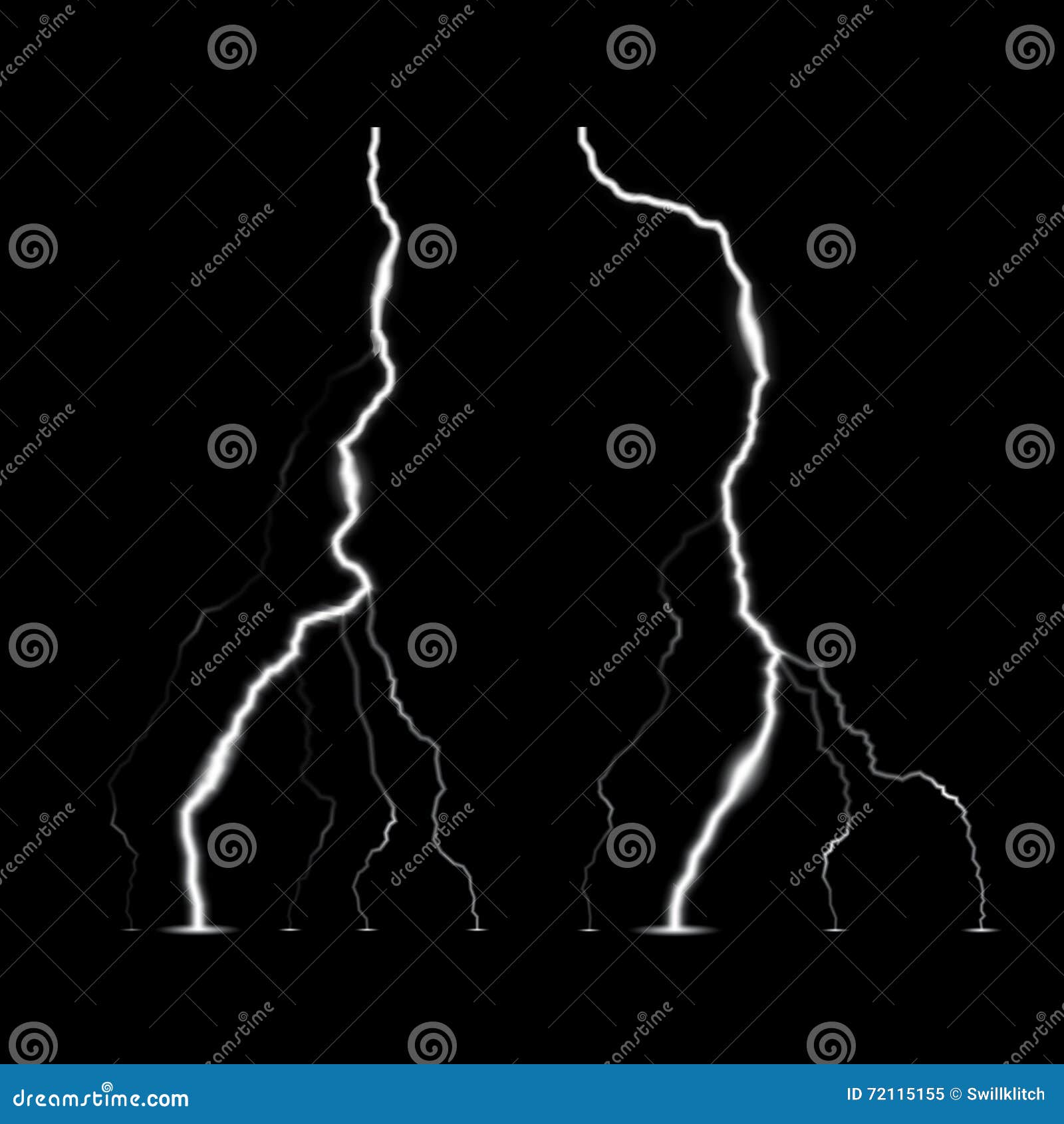Lightning Bolt. Two Realistic Vector Lightning Symbols Stock Vector