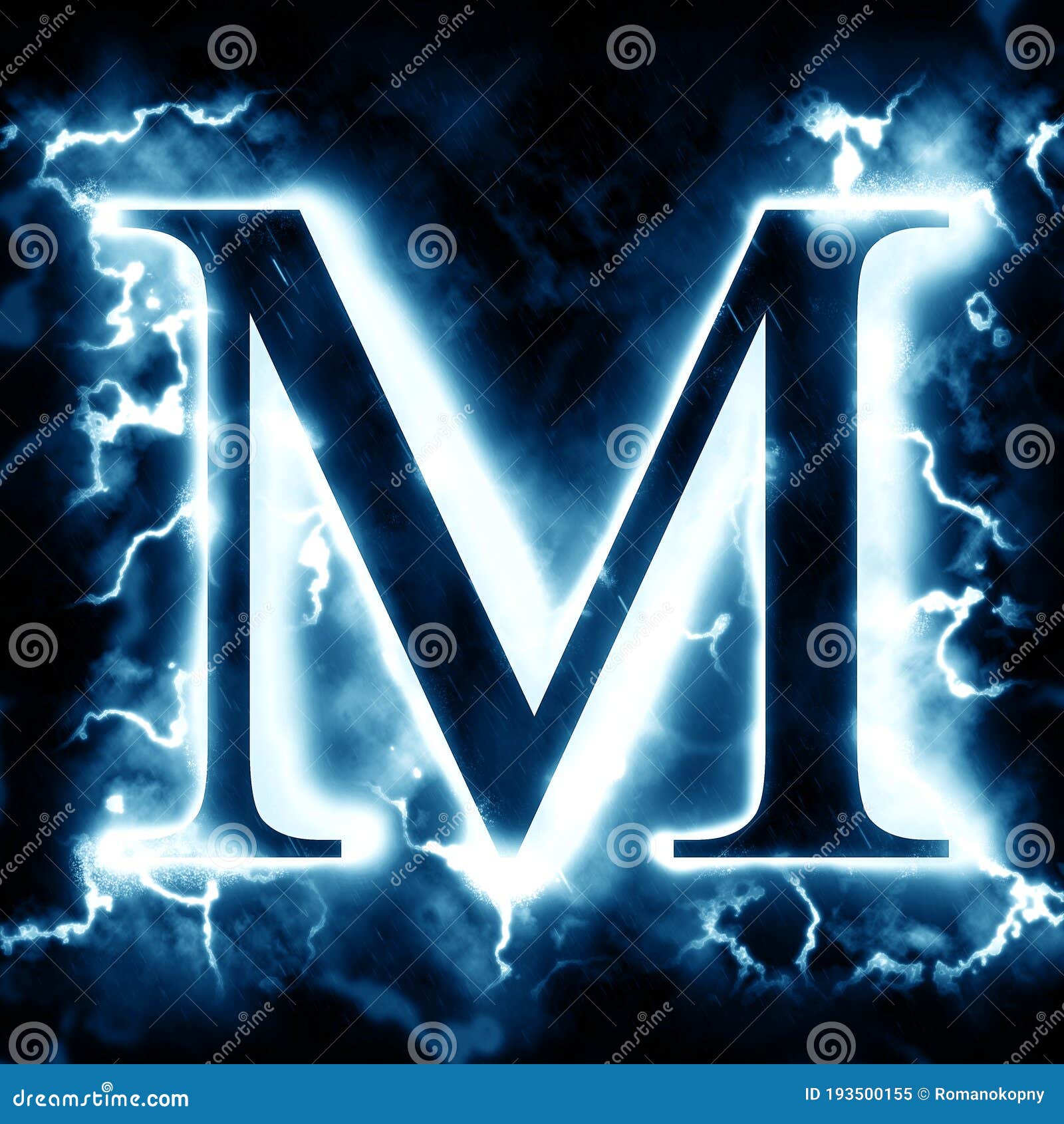 Lightning letter M stock illustration. Illustration of font
