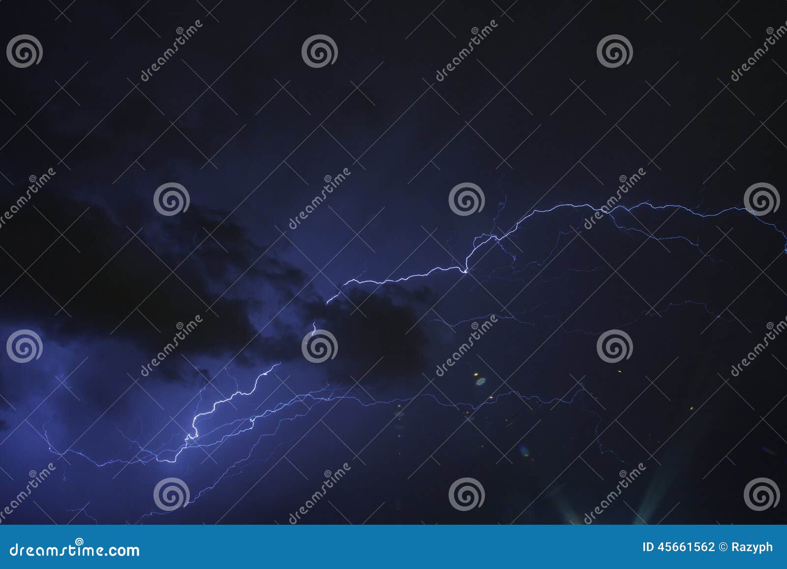 Lightning at night time stock photo. Image of lights 45661562