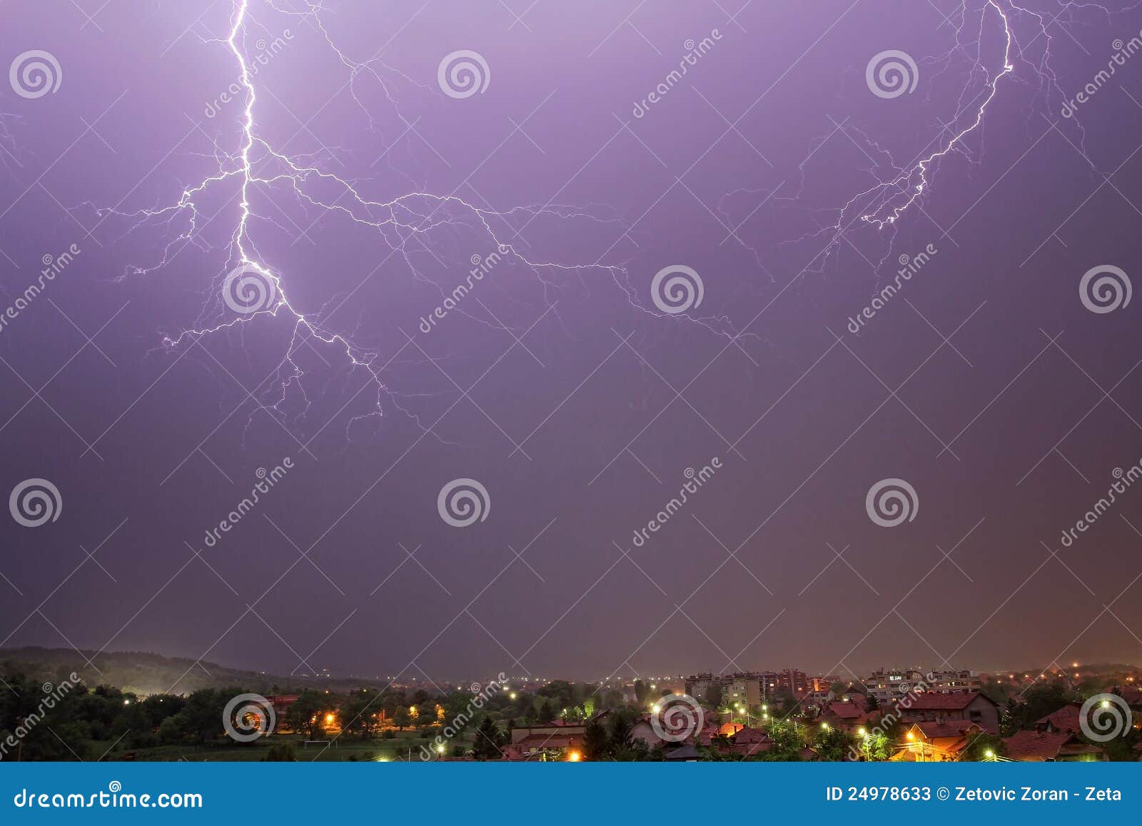 Lightning in the rain sky stock image. Image of rainstorm - 24978633